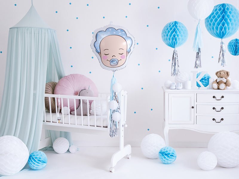 Helium Ballon Hoofd Baby Jongen Leeg 45cm van Partydeco koop je bij Partywinkel