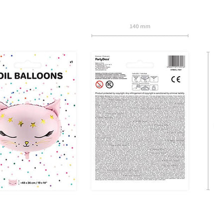 Helium Ballon Kat Leeg 48cm van Partydeco koop je bij Partywinkel