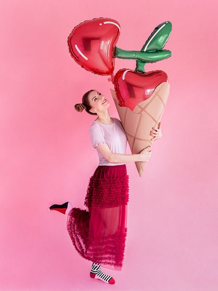 Helium Ballon Kersen Leeg 88cm van Partydeco koop je bij Partywinkel