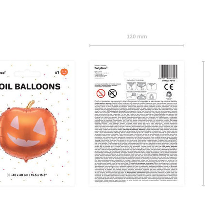 Helium Ballon Pompoen Leeg 40cm van Partydeco koop je bij Partywinkel