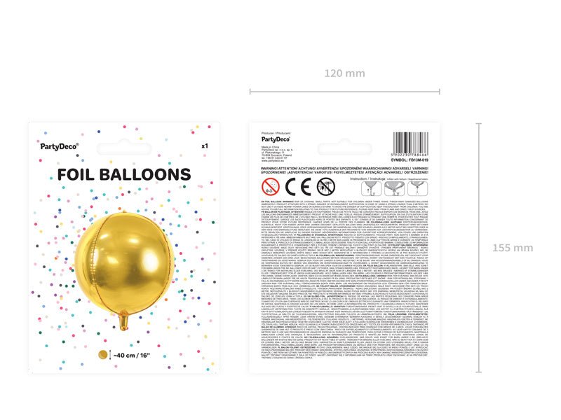 Helium Ballon Rond Goud Leeg 40cm van Partydeco koop je bij Partywinkel