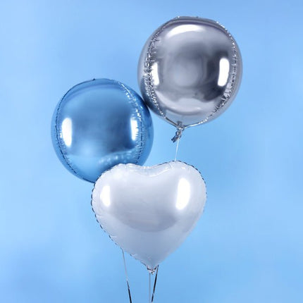 Helium Ballon Rond Zilver Leeg 40cm van Partydeco koop je bij Partywinkel