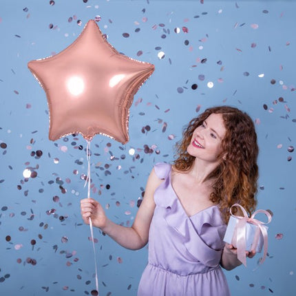 Helium Ballon Ster Rose Goud Glansend Leeg 48cm van Partydeco koop je bij Partywinkel