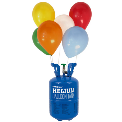 Zbiornik z helem z 30 balonami i wstążką