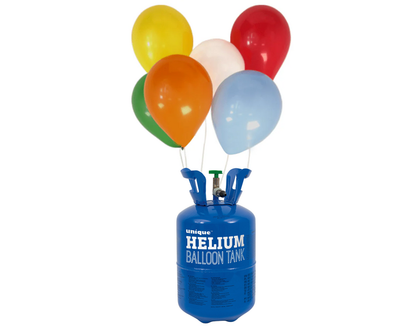 Zbiornik z helem z 30 balonami i wstążką