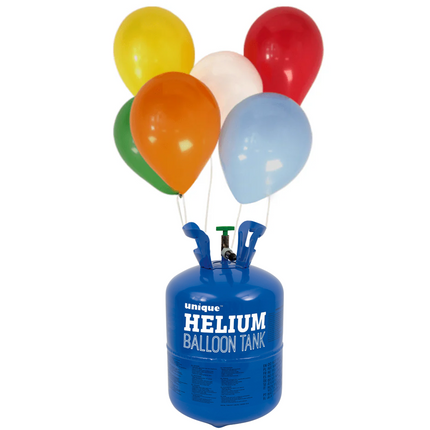 Zbiornik z helem z 50 balonami i wstążką