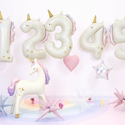 Heliumballon 2 jaar Unicorn, 93cm, mix van Partydeco koop je bij Partywinkel