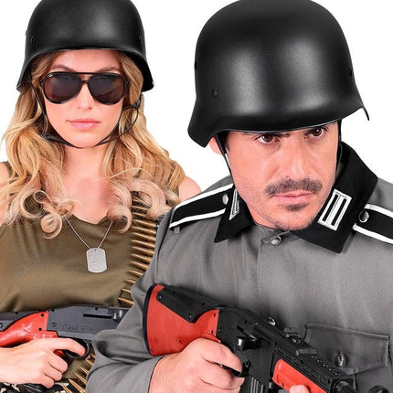 Helm Militair Zwart van Widmann koop je bij Partywinkel