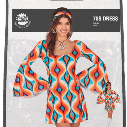 Hippie 60S Kostuum Blauw Oranje Dames - Partywinkel - 8434077860632