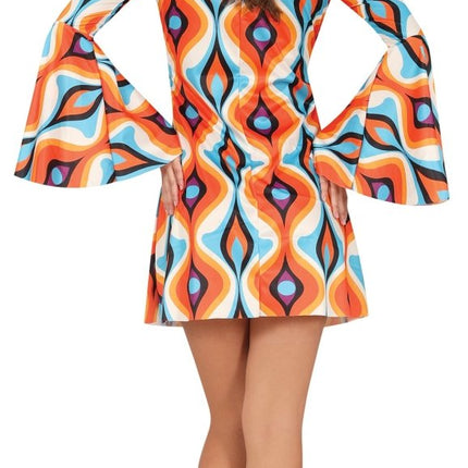 Hippie 60S Kostuum Blauw Oranje Dames - Partywinkel - 8434077860632