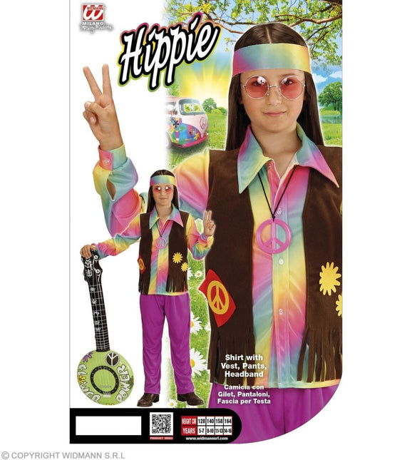 Hippie 60S Kostuum Jongen 4 delig - Partywinkel - 8003558733460