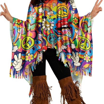 Hippie 60S Poncho Franjes - Partywinkel - 8434077271452
