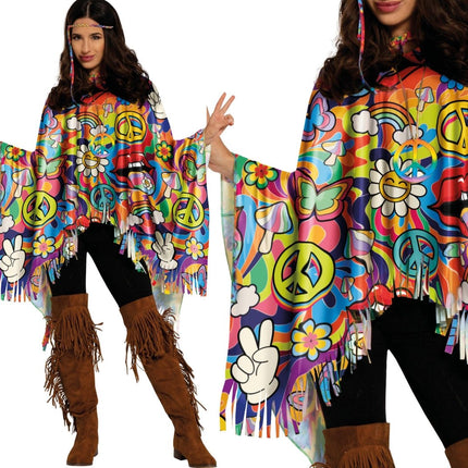 Hippie 60S Poncho Franjes - Partywinkel - 8434077271452