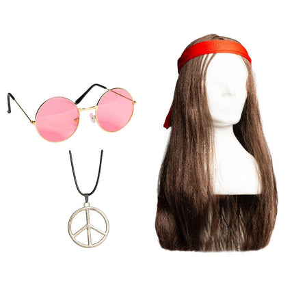 Hippie 60S Verkleedset 4 delig van Partychimp koop je bij Partywinkel