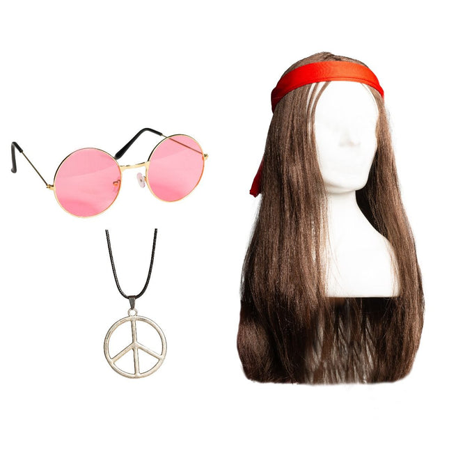 Hippie 60S Verkleedset 4 delig van Partychimp koop je bij Partywinkel