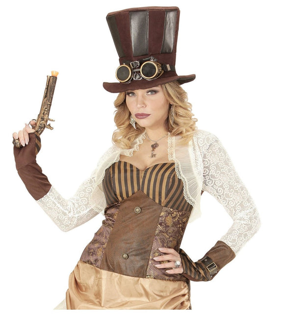 Hoed Steampunk Hoog Met Bril van Widmann koop je bij Partywinkel