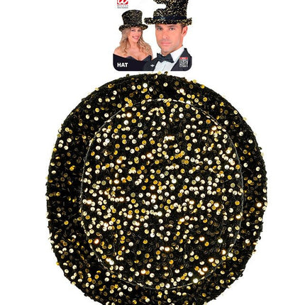 Hoge Hoed Pailletten Zwart/Goud van Widmann koop je bij Partywinkel