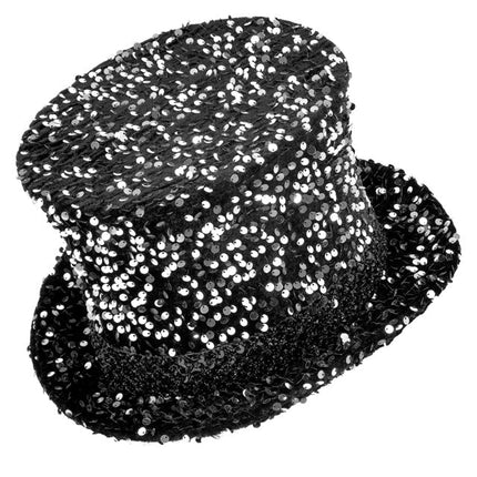 Hoge Hoed Pailletten Zwart/Zilver van Widmann koop je bij Partywinkel