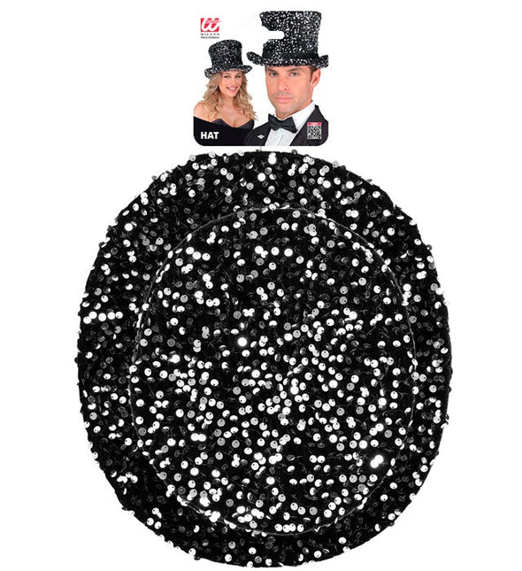 Hoge Hoed Pailletten Zwart/Zilver van Widmann koop je bij Partywinkel