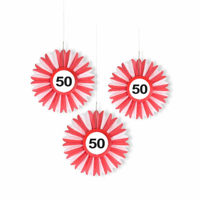 Honeycomb 50 Jaar Verkeersbord 25cm 3st - Partywinkel - 8714572625500