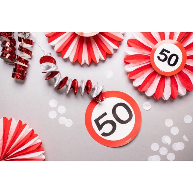 Honeycomb 50 Jaar Verkeersbord 25cm 3st - Partywinkel - 8714572625500