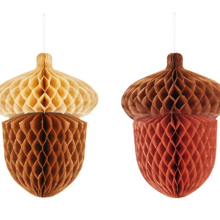 Honeycomb Acorns, 27cm, mix van Partydeco koop je bij Partywinkel