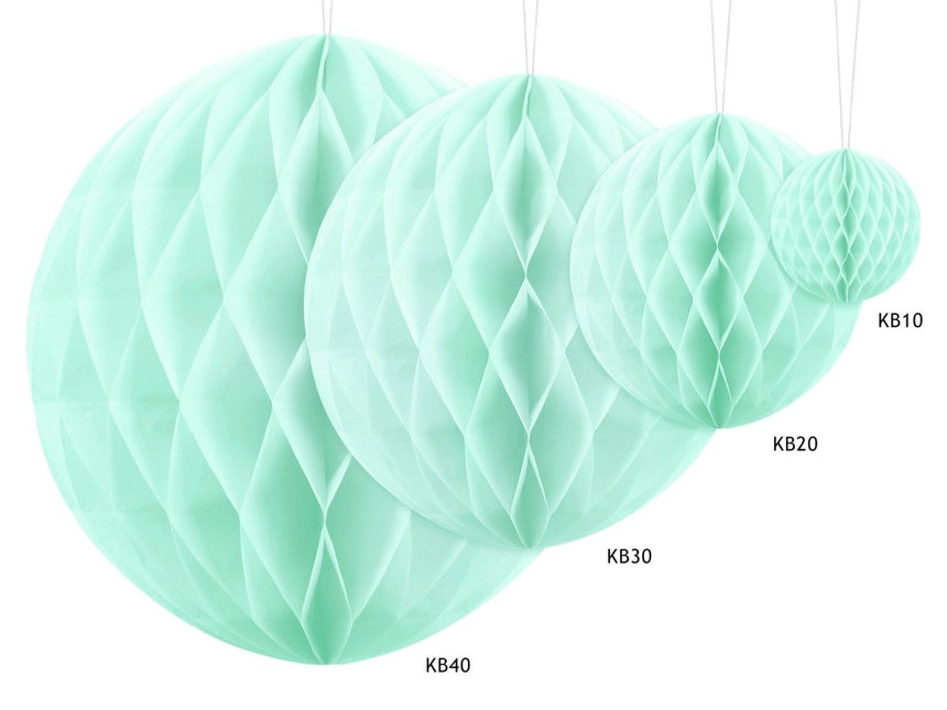 Honeycomb Bal Mintgroen 10cm van Partydeco koop je bij Partywinkel