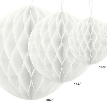 Honeycomb Bal Wit 40cm van Partydeco koop je bij Partywinkel