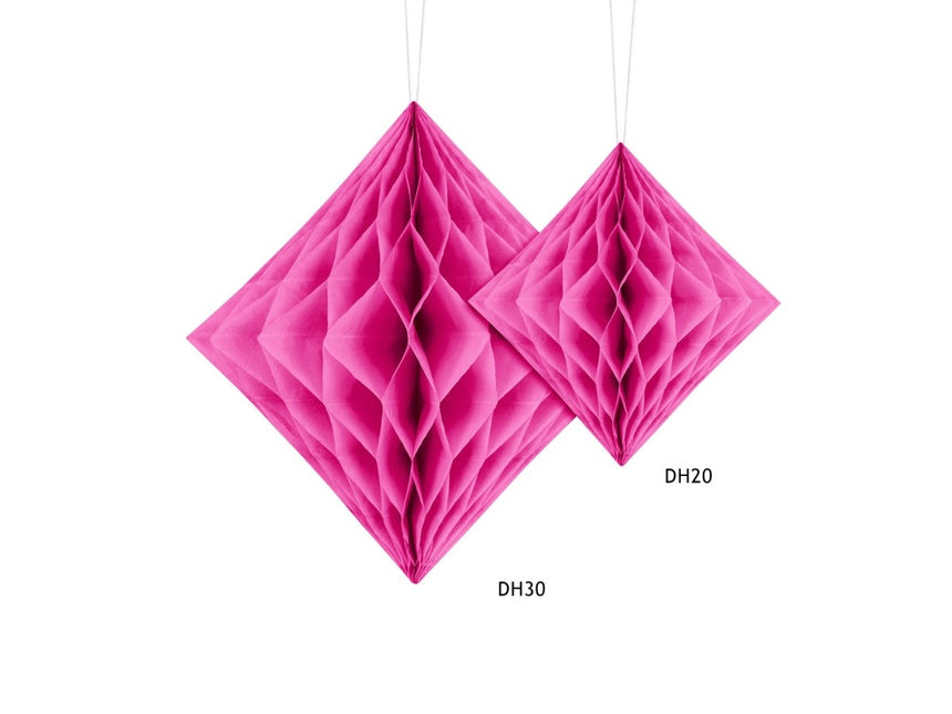 Honeycomb Diamant Fuchsia 20cm van Partydeco koop je bij Partywinkel
