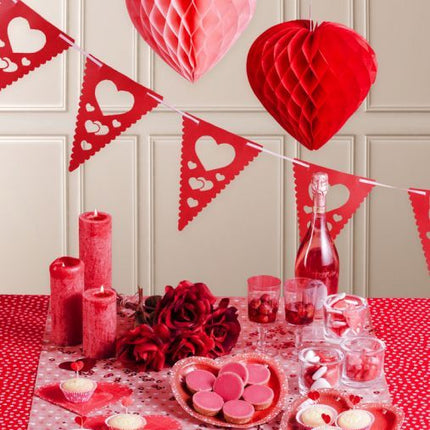 Honeycomb Rood Hart 30cm van Folat koop je bij Partywinkel