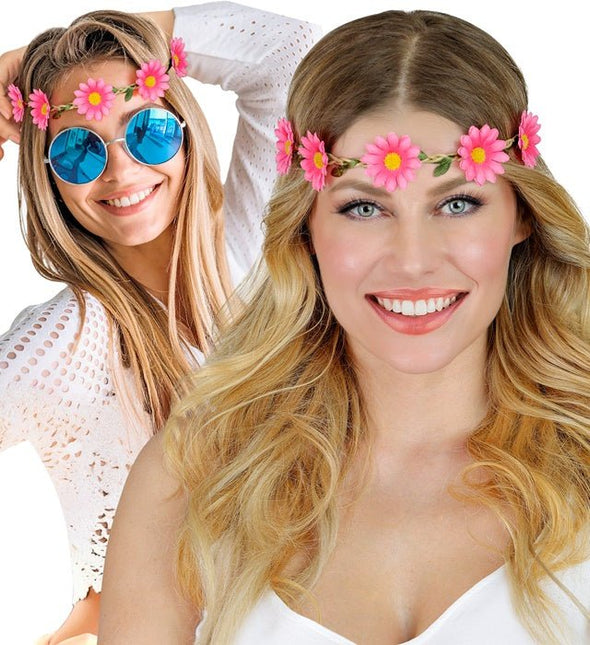 Hoofdband Bloemen Roze van Widmann koop je bij Partywinkel
