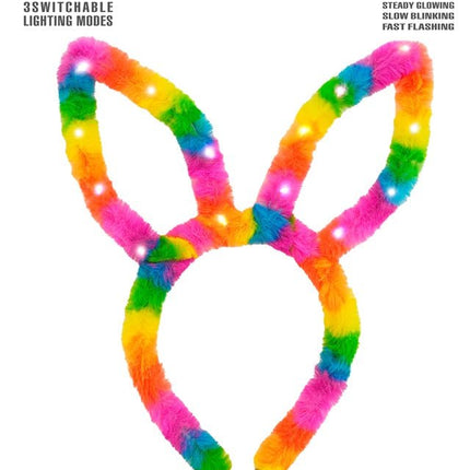 Hoofdband konijn regenboog met lampjes van Widmann koop je bij Partywinkel