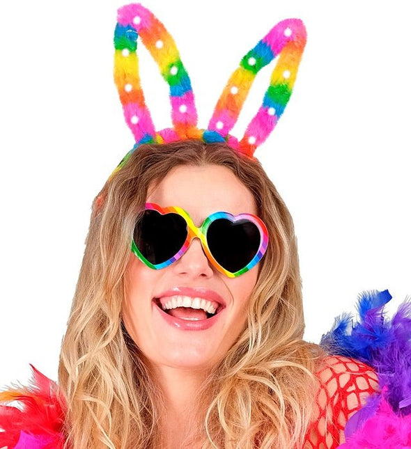 Hoofdband konijn regenboog met lampjes van Widmann koop je bij Partywinkel