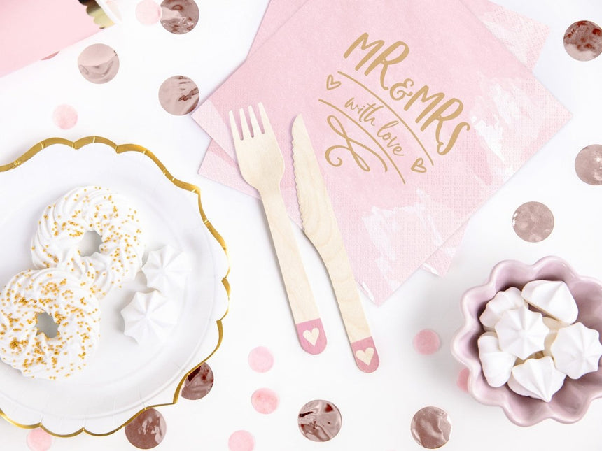 Houten Bestek Roze 16cm 18 delig van Partydeco koop je bij Partywinkel