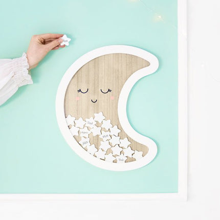 Houten Gastenboek Maan 38,5cm van Partydeco koop je bij Partywinkel