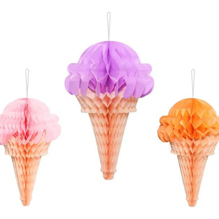 Ijsjes Honeycombs Gekleurd 30cm 3st van Partydeco koop je bij Partywinkel