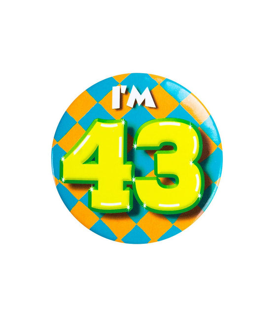 I'm 43 Button 43 Jaar 5,5cm van Paper Dreams koop je bij Partywinkel