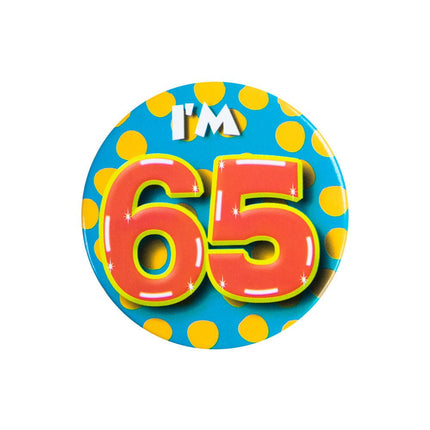 I'm 65 Button 65 Jaar 5,5cm van Paper Dreams koop je bij Partywinkel