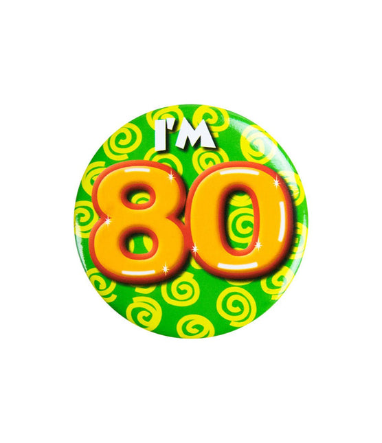 I'm 80 Button 80 Jaar 5,5cm van Paper Dreams koop je bij Partywinkel