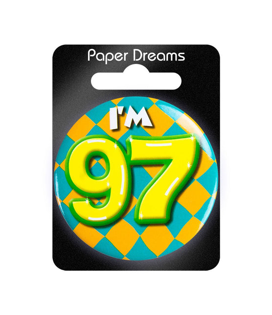 I'm 97 Button 97 Jaar 5,5cm van Paper Dreams koop je bij Partywinkel