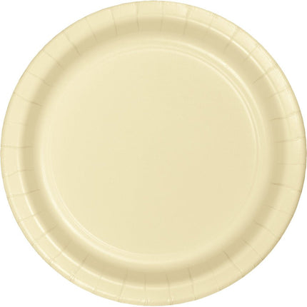 Ivoorkleurige Borden 23cm 24st van Creative Converting koop je bij Partywinkel
