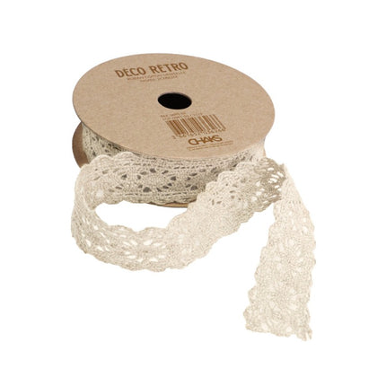 BAWEŁNIANA WSTĄŻKA KORONKOWA W KOLORZE KOŚCI SŁONIOWEJ 2 CM X 2 M
