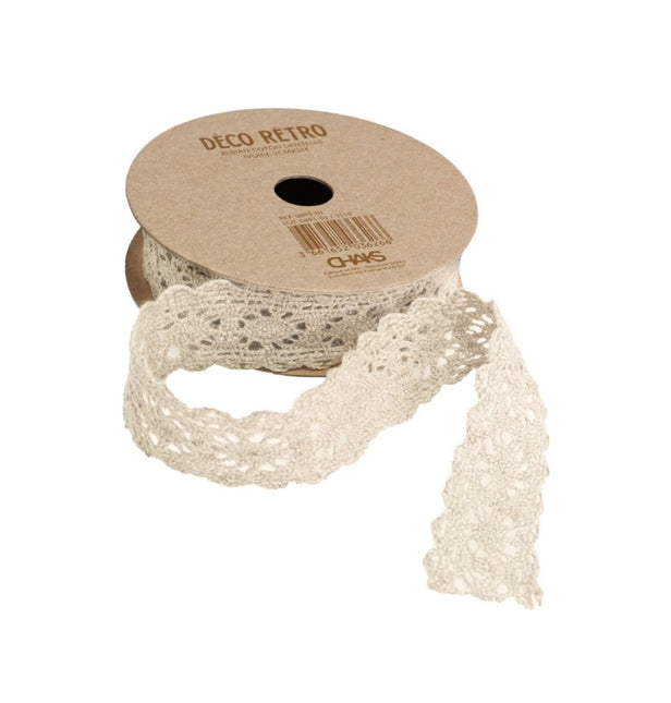 BAWEŁNIANA WSTĄŻKA KORONKOWA W KOLORZE KOŚCI SŁONIOWEJ 2 CM X 2 M