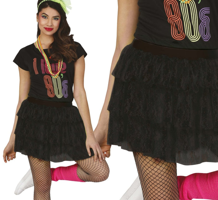 Jaren '80S Rok Zwart van Fiestas Guirca koop je bij Partywinkel