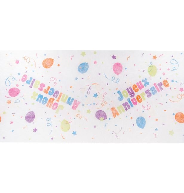Bieżnik na stół Joyeux Anniversaire kolorowy 5m