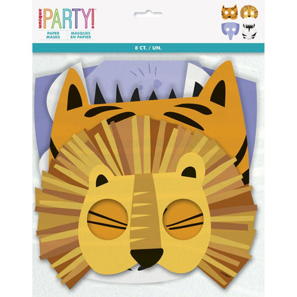 Jungle Dieren Maskers 8st van Unique koop je bij Partywinkel