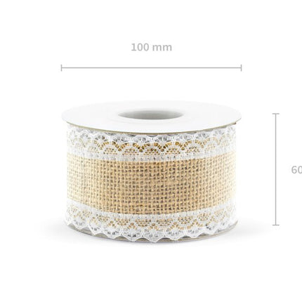 Jute Lint Kant 5cm 5m van Partydeco koop je bij Partywinkel