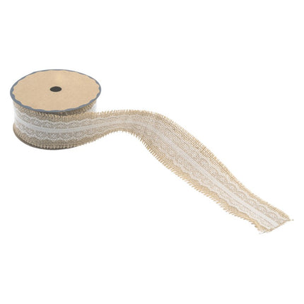 WSTĄŻKA JUTOWA Z KORONKĄ 5 CM X 5 M