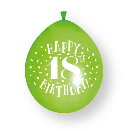 10 sztuk balonów lateksowych „Happy 18th Birthday” o średnicy 23 cm