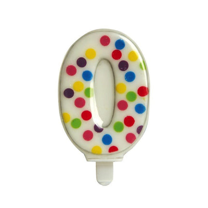 Kaars 0 Jaar Confetti 6,5cm van Fiestas Guirca koop je bij Partywinkel